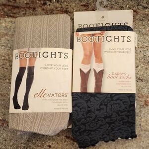 Black and Cream Boot Tights with Cable Knit and EdgyTrim
